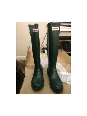 Hunter Original Tall Rain Boots Green Womens 5 SCOTLAND W23177 Used